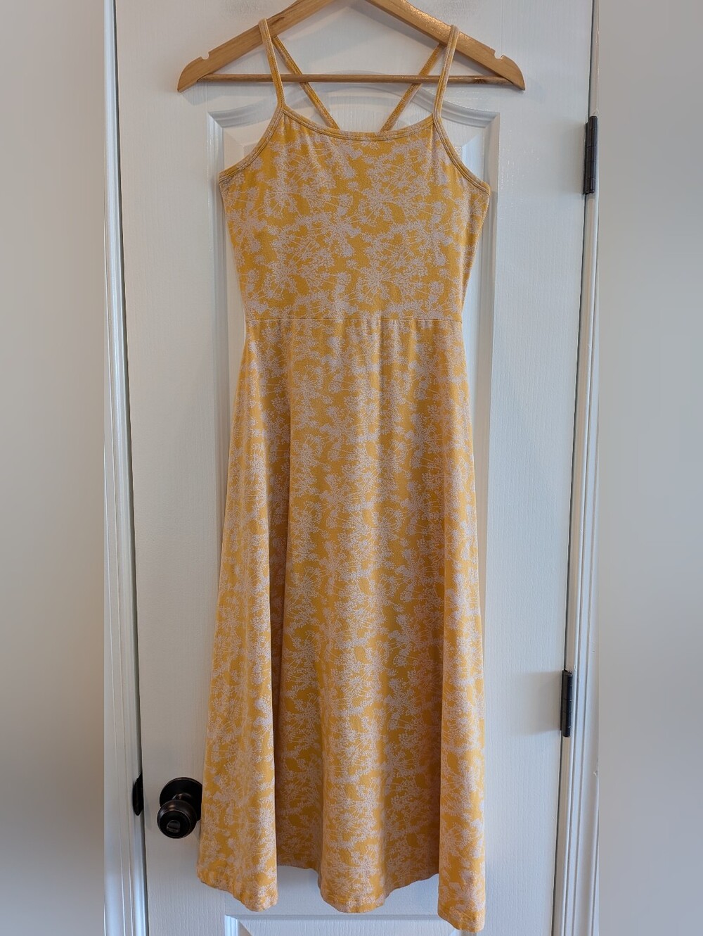 Pact Fit & Flare Midi Dress Floral Yellow White Organic Cotton Sleeveless Size S - Picture 4 of 14